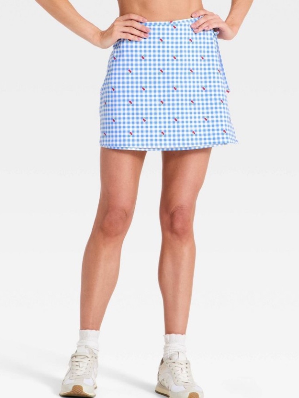 ALL IN MOTION NWT gingham cherry print skort -large